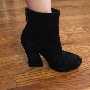 Alice + Olivia Black Suede Heel Platform Bootie 7